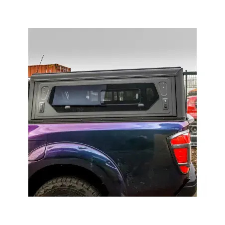 Hardtop Contour noir/ lisse avec fenêtre latérale pour Nissan Navara NP300 EU 2015+ double cabine Alu-Cab